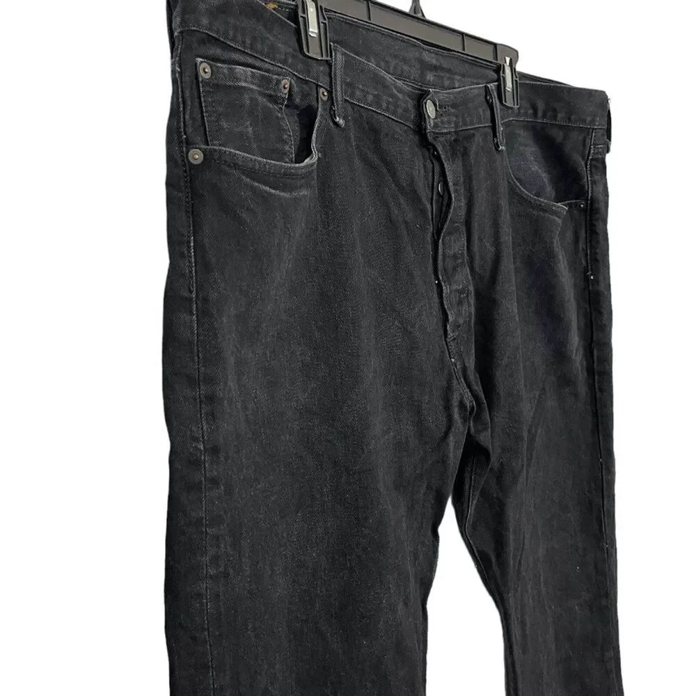 Levis Levi Strauss 501 Mens Black Button Fly Red Tab Straight Leg Jeans 40 x 30